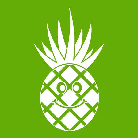 Smiling pineapple icon in greenのイラスト素材