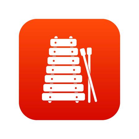 Xylophone and sticks icon digital in redのイラスト素材