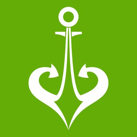 Anchor icon white isolated on green background. Vector illustrationのイラスト素材