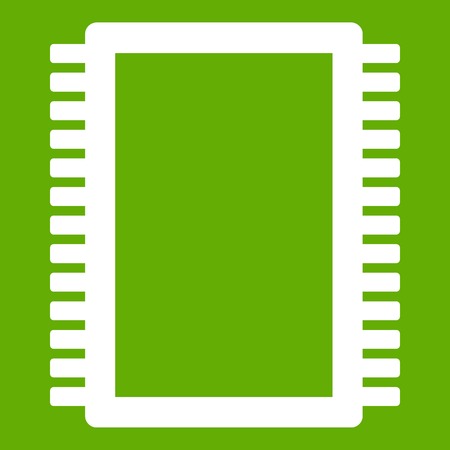 Computer electronic circuit board icon white isolated on green background. Vector illustrationのイラスト素材