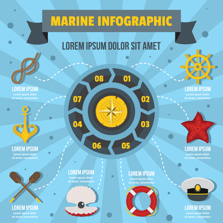 Marine infographic concept, flat styleのイラスト素材