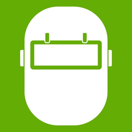 Welding mask icon white isolated on green background. Vector illustrationのイラスト素材