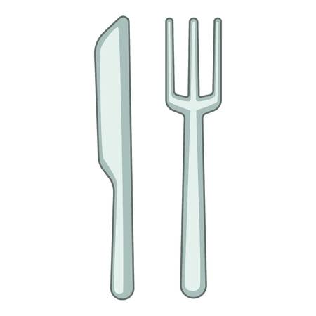 Knife fork icon. Cartoon illustration of knife fork vector icon for web