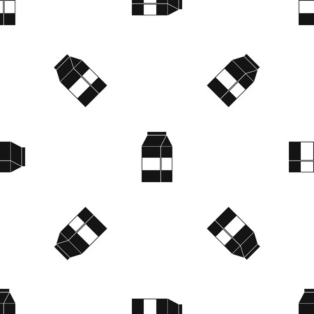 Box of milk pattern seamless black.のイラスト素材