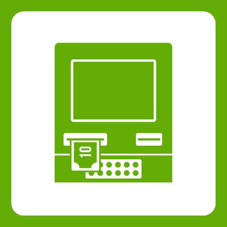 ATM bank cash machine icon greenのイラスト素材