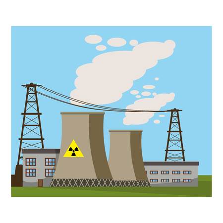 Nuclear power plant icon. Cartoon illustration of nuclear power plant vector icon for webのイラスト素材