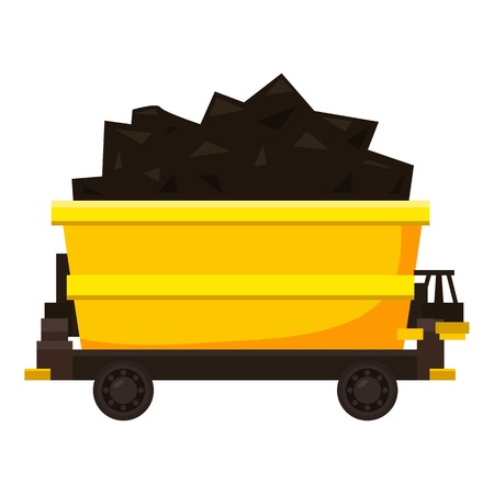 Coal trolley icon. Cartoon illustration of coal trolley vector icon for webのイラスト素材