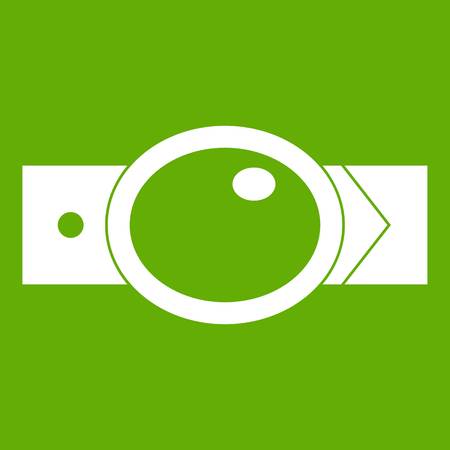 Belt with oval shaped buckle icon white isolated on green background. Vector illustrationのイラスト素材