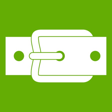 Metal belt buckle icon white isolated on green background. Vector illustrationのイラスト素材