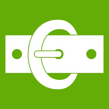 Buckle belt icon white isolated on green background. Vector illustrationのイラスト素材