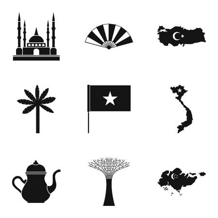 Muslim icons set. Simple set of 9 muslim vector icons for web isolated on white backgroundのイラスト素材