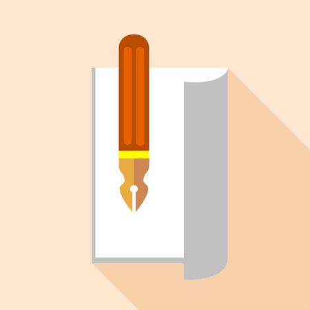 Pen with ink on paper icon, flat styleのイラスト素材