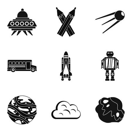 Astronomy icons set. Simple set of 9 astronomy vector icons for web isolated on white backgroundのイラスト素材