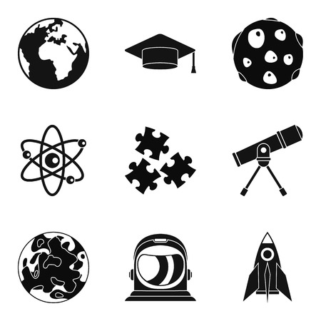 Observation of satellite icons set. Simple set of 9 observation of satellite vector icons for web isolated on white backgroundのイラスト素材