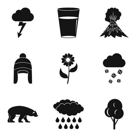 Season clouds icon set, simple styleのイラスト素材