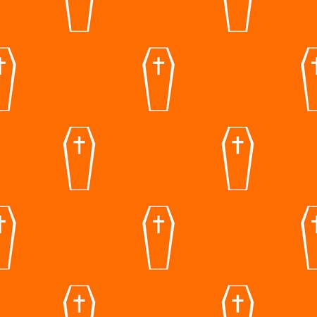 Coffin pattern repeat seamless in orange color for any design. Vector geometric illustrationのイラスト素材