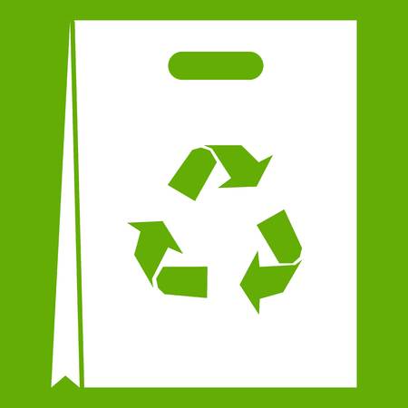 Package recycling icon white isolated on green background. Vector illustrationのイラスト素材