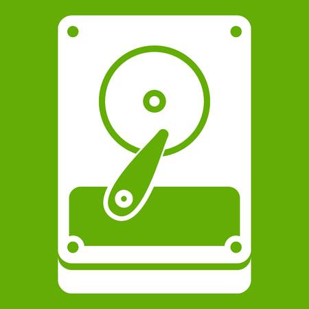 HDD icon white isolated on green background. Vector illustrationのイラスト素材