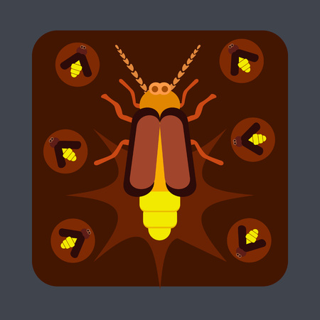 Bug light concept background, cartoon styleのイラスト素材