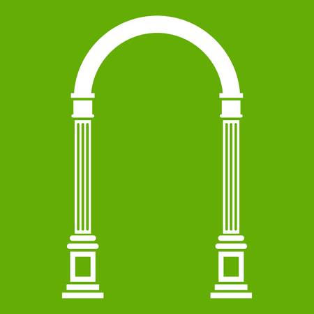 Arch icon white isolated on green background. Vector illustrationのイラスト素材