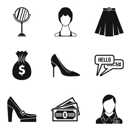 Escort icons set. Simple set of 9 escort vector icons for web isolated on white backgroundのイラスト素材