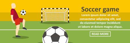 Soccer game banner horizontal concept. Flat illustration of soccer game banner horizontal vector concept for web designのイラスト素材