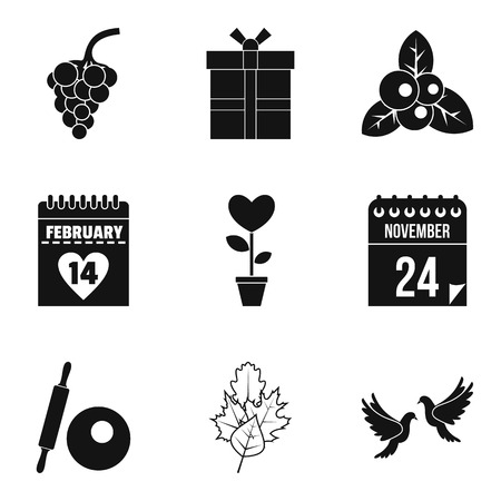 Cool date icons set, simple styleのイラスト素材