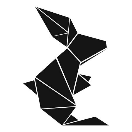 Origami rabbit icon, simple black styleのイラスト素材