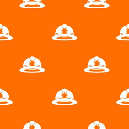 Fireman helmet pattern repeat seamless in orange color for any design. Vector geometric illustrationのイラスト素材