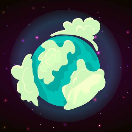 Blue planet concept background, cartoon style