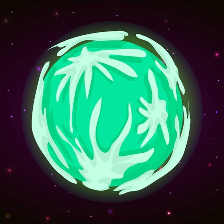 Green planet concept background. Cartoon illustration of green planet vector concept background for webのイラスト素材