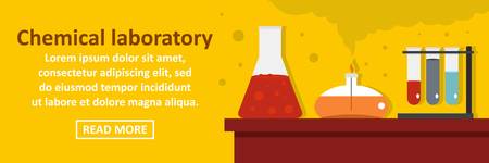 Chemical laboratory banner horizontal concept. Flat illustration of chemical laboratory banner horizontal vector concept for web designのイラスト素材