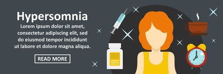 Hypersomnia banner horizontal concept. Flat illustration of hypersomnia banner horizontal vector concept for web designのイラスト素材
