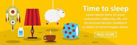 Time to sleep banner horizontal concept. Flat illustration of time to sleep banner horizontal vector concept for web designのイラスト素材