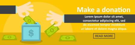 Make a donation banner horizontal concept. Flat illustration of make a donation banner horizontal vector concept for web designのイラスト素材
