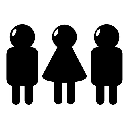 Girl boy icon, simple black styleのイラスト素材