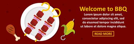 Welcome to bbq banner horizontal conceptのイラスト素材