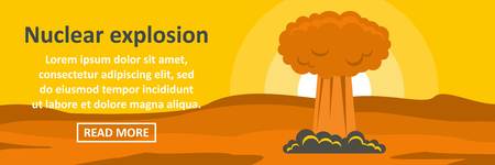 Nuclear explosion banner horizontal concept. Flat illustration of nuclear explosion banner horizontal vector concept for web designのイラスト素材