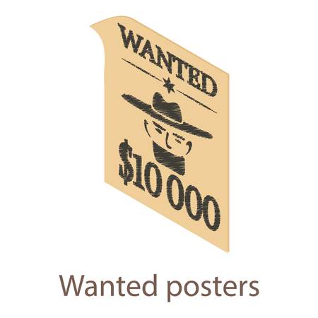 Wanted posters icon. Isometric illustration of wanted posters icon for webのイラスト素材