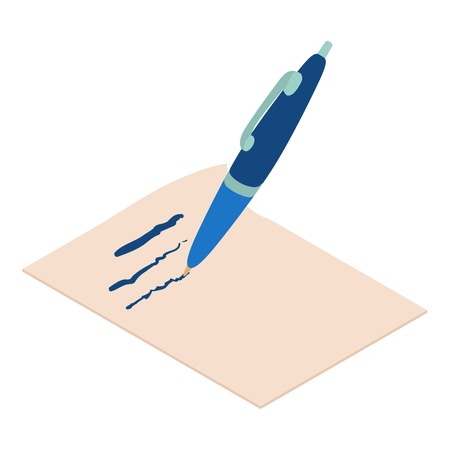 Write pen icon. Isometric illustration of write pen icon for webのイラスト素材