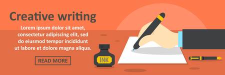 Creative writing banner horizontal concept. Flat illustration of creative writing banner horizontal vector concept for web designのイラスト素材