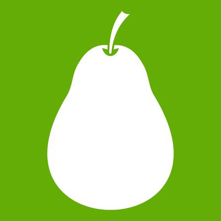 Pear icon white isolated on green background. Vector illustrationのイラスト素材