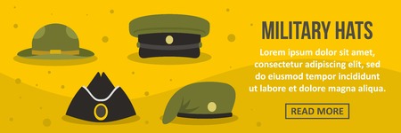 Military hats banner horizontal conceptのイラスト素材