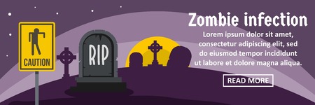 Zombie infection banner horizontal concept. Flat illustration of zombie infection banner horizontal vector concept for web designのイラスト素材