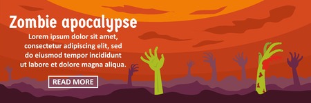 Zombie apocalypse banner horizontal concept. Flat illustration of zombie apocalypse banner horizontal vector concept for web designのイラスト素材