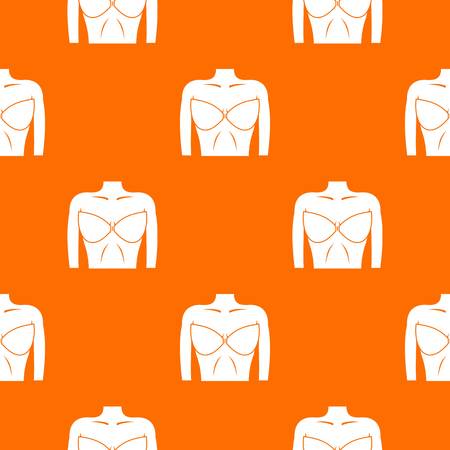 Female breast in a bra pattern repeat seamless in orange color for any design. Vector geometric illustrationのイラスト素材