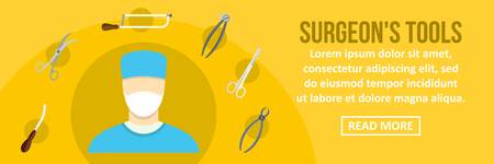 Surgeon tools banner horizontal concept. Flat illustration of surgeon tools banner horizontal vector concept for web designのイラスト素材