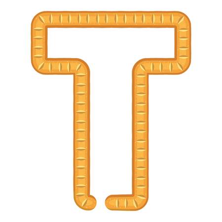 Letter t bread icon. Cartoon illustration of letter t bread vector icon for webのイラスト素材
