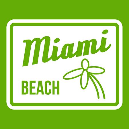 Miami beach icon white isolated on green background. Vector illustrationのイラスト素材