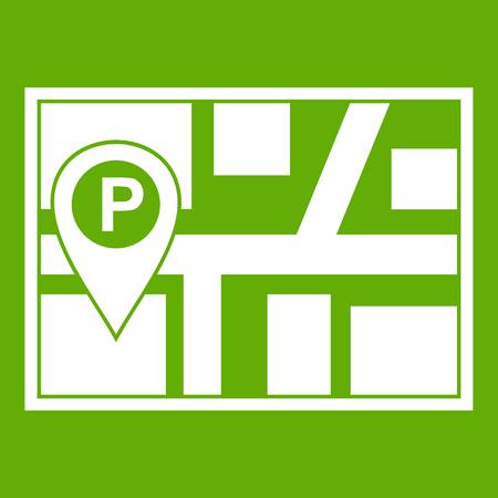 Map with car parking pointer icon greenのイラスト素材